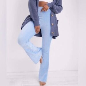 Aerie Groove-On Velour High Waisted Flare Pant Size M Baby Blue